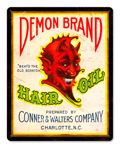 Demon Brand Hair Oil Vintage Sign