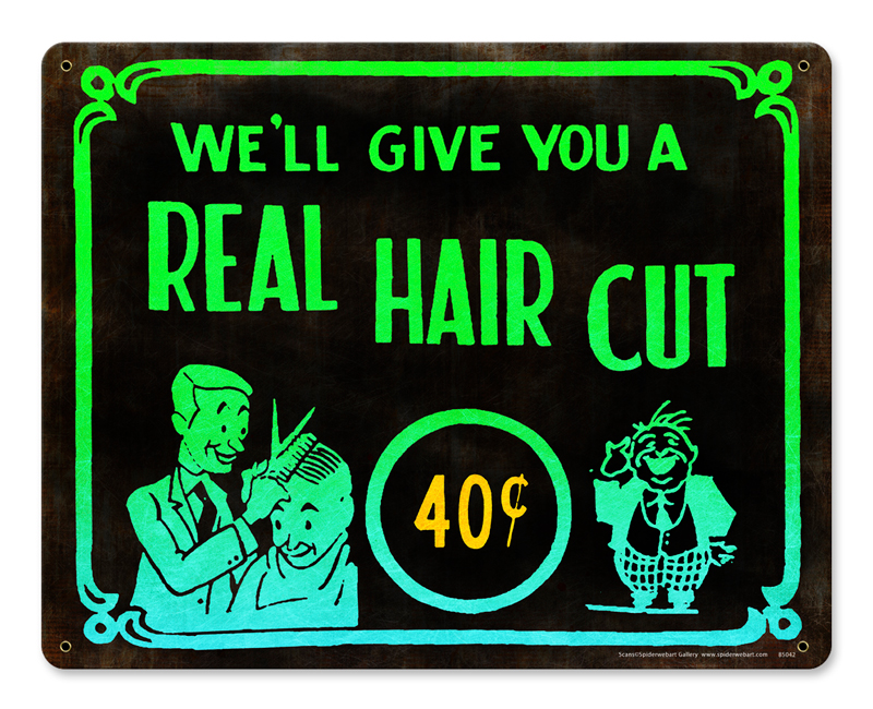 Haircut 40 Cents Vintage Sign