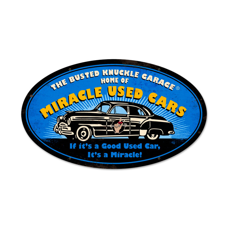 Miracle Used Cars Vintage Sign