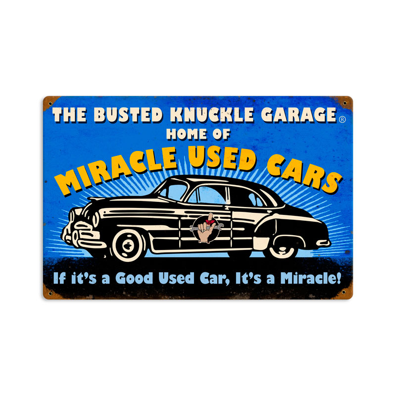 Miracle Used Cars Vintage Sign