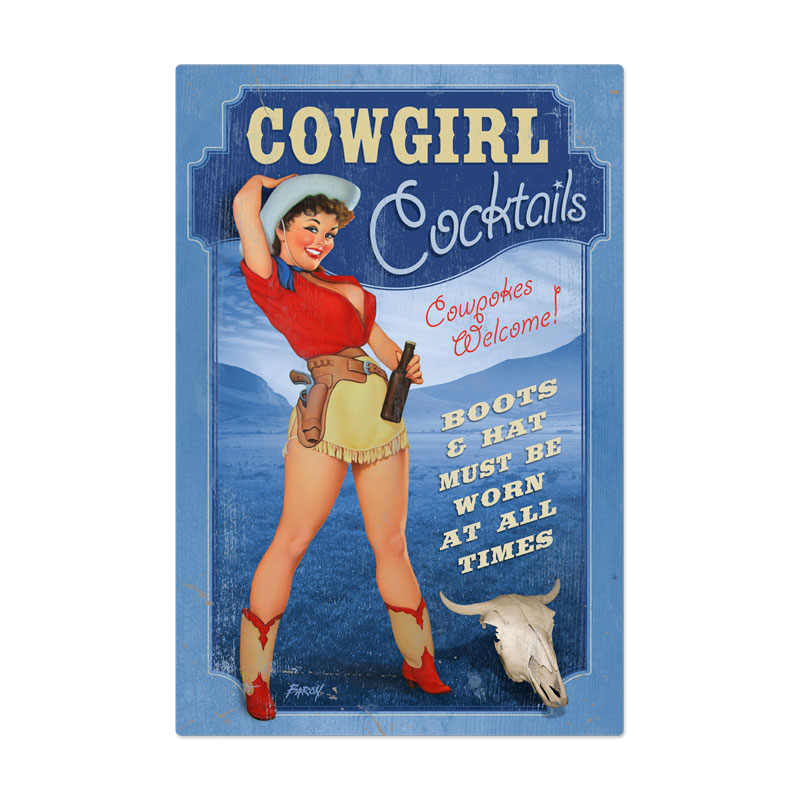 Cowgirl Cocktails Vintage Sign