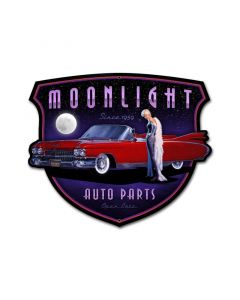 Moonlight Auto Parts Vintage Pinup Girl Metal Sign Art | Multiple Sizes