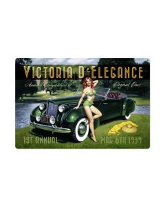 Victoria D Elegance Vintage Pinup Girl Metal Sign Art | Multiple Sizes