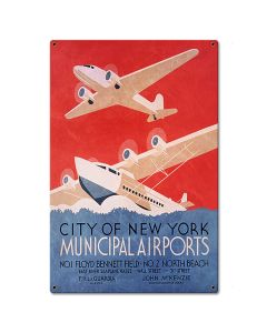 New York Seaplane Metal Sign 16in X 24in 