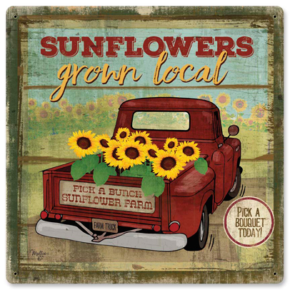 Local Grown Sunflowers Vintage Sign