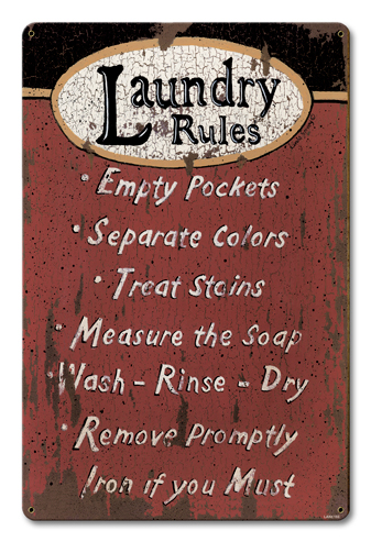 Laundry Rules Vintage Sign
