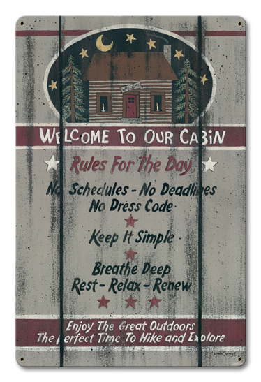 Welcome To Our Cabin Vintage Sign