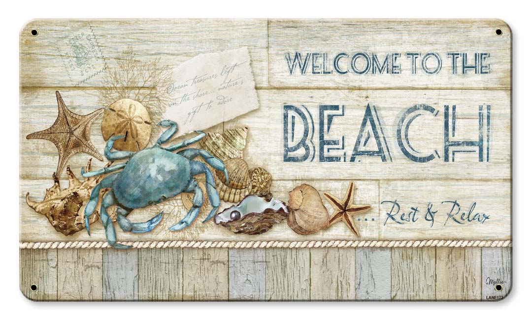 Welcome To The Beach Vintage Sign