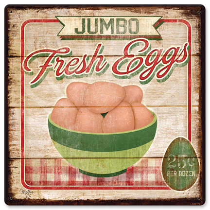 Jumbo Fresh Eggs Vintage Sign