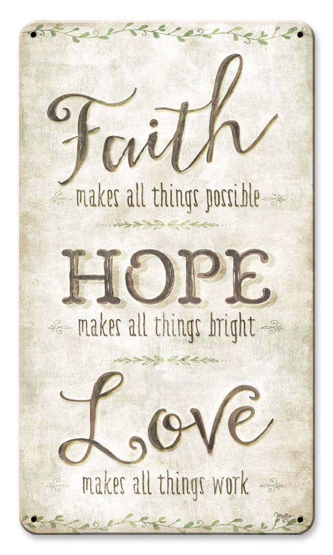 Faith Hope Love Vintage Sign