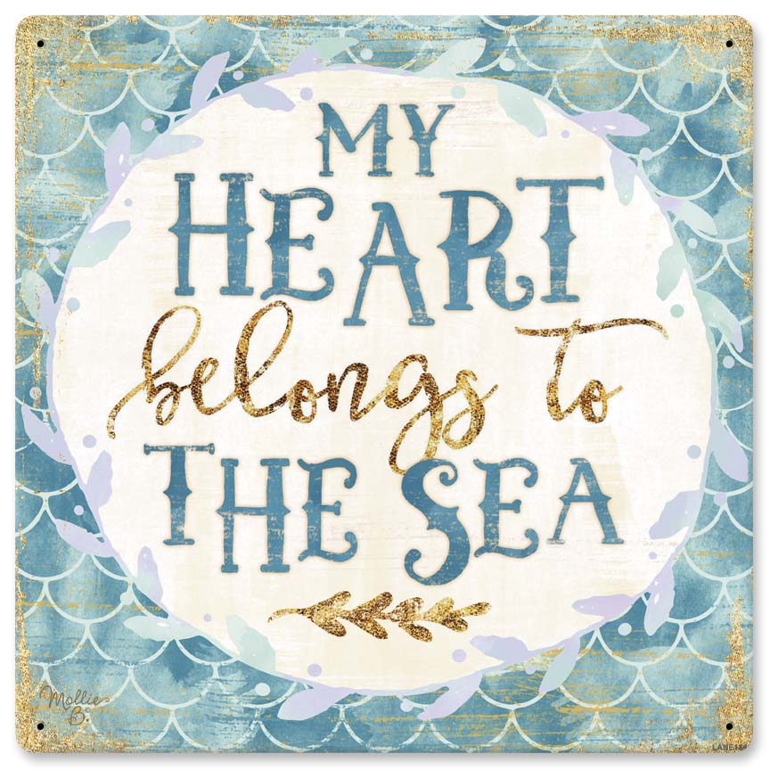 My Heart Belongs To The Sea Vintage Sign