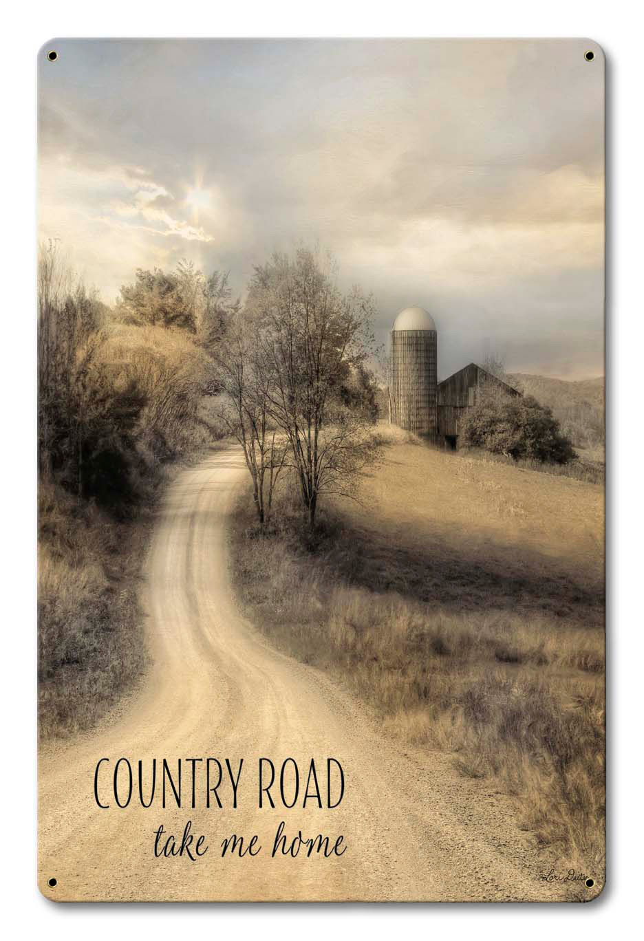 Country Road Take Me Home Vintage Sign