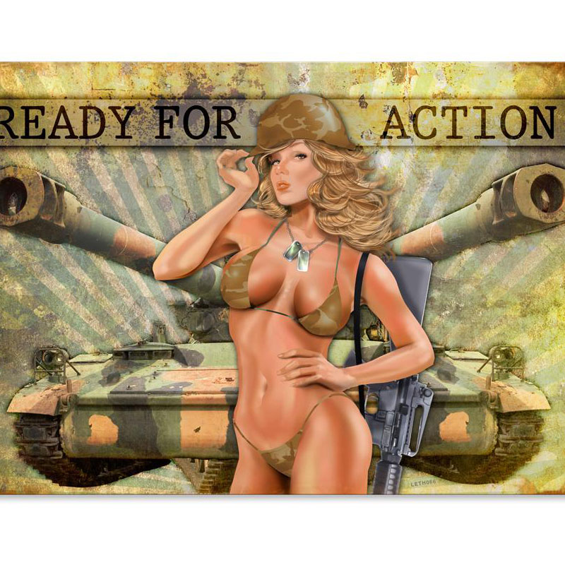 Ready For Action Vintage Sign