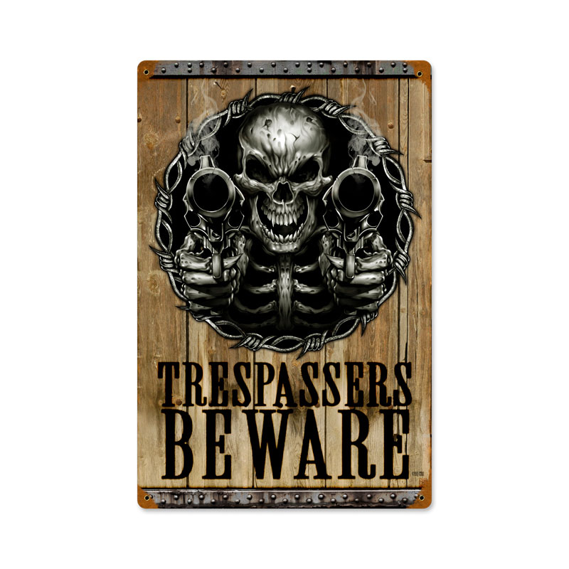 Trespassers Beware Vintage Sign