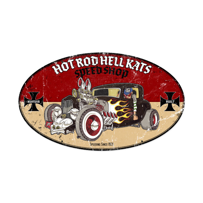 Hot Rod Hell Kats Vintage Sign