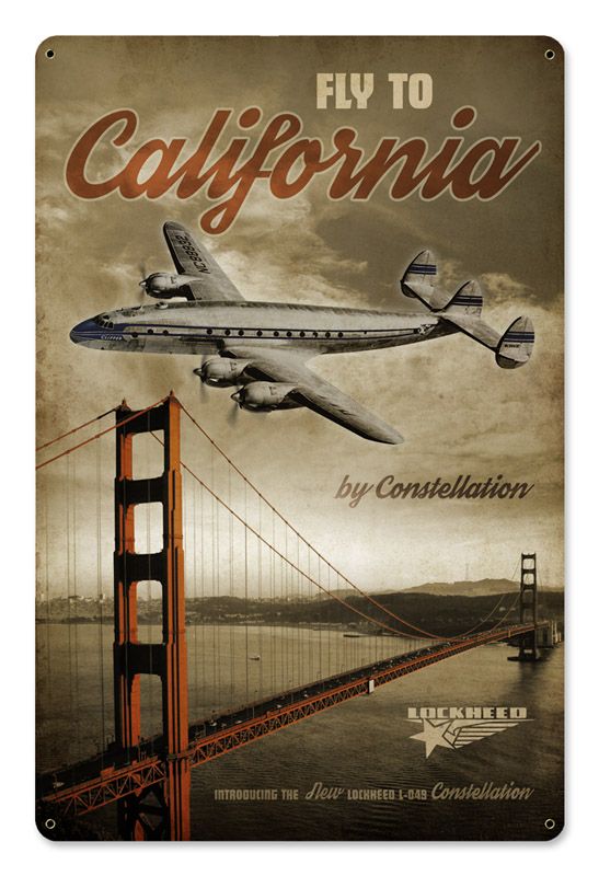 Fly To California Clipper Vintage Sign