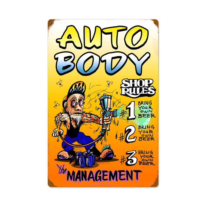 Auto Body Shop Rules Vintage Sign
