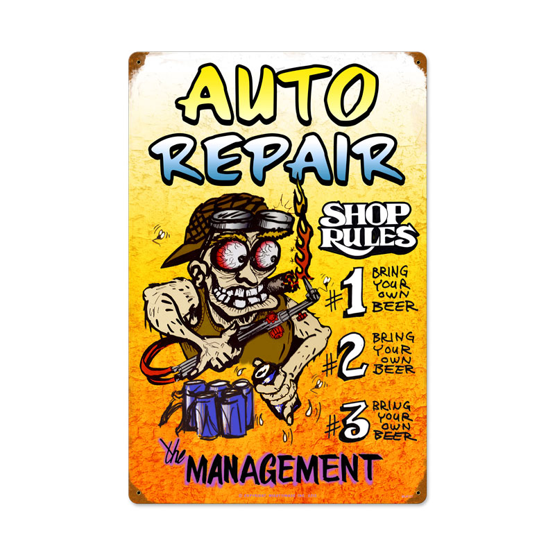 Auto Repair Shop Rules Vintage Sign
