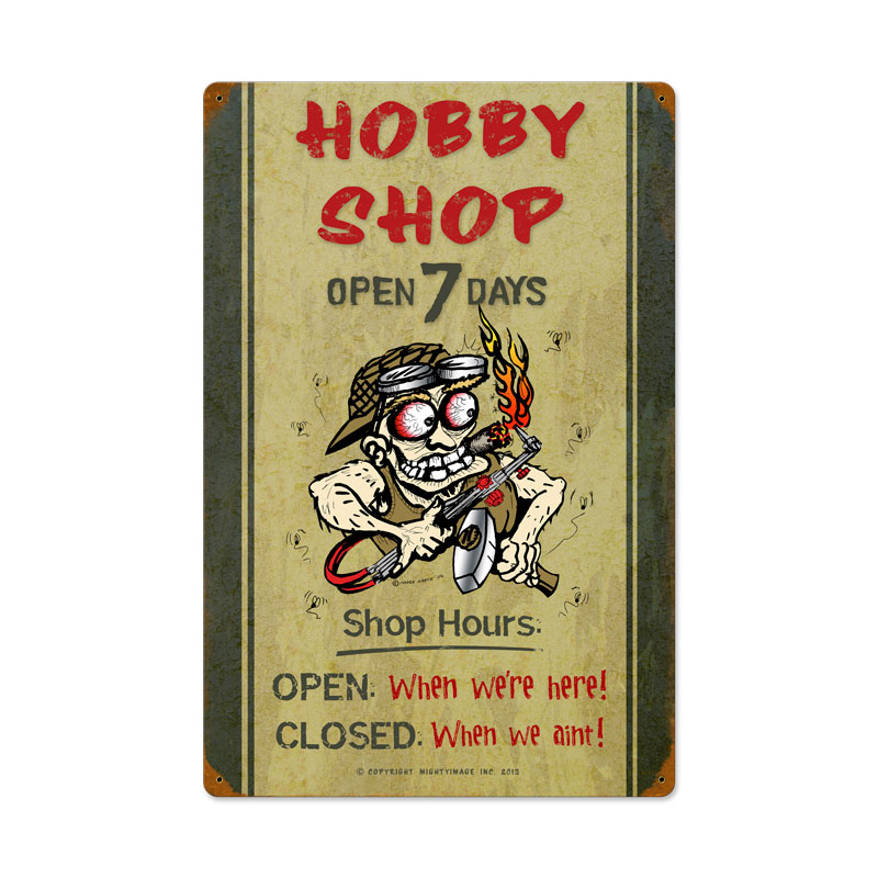 Hobby Shop Hours Vintage Sign