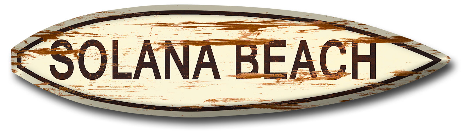 Solana Beach Surf Board Wood Print Vintage Sign