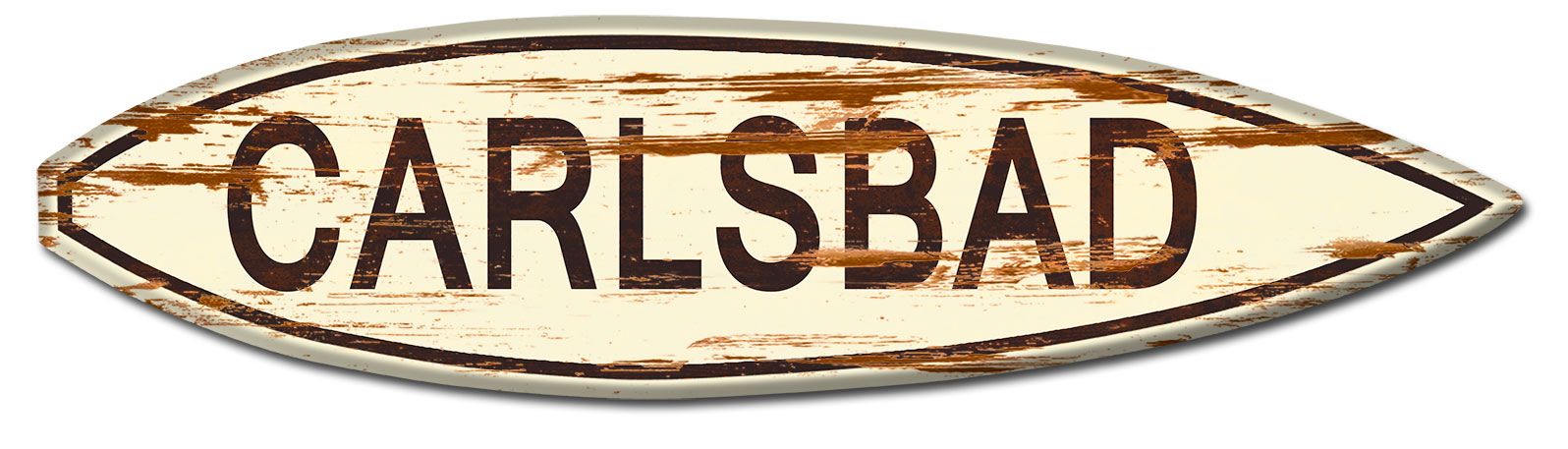 Carlsbad Surf Board Wood Print Vintage Sign