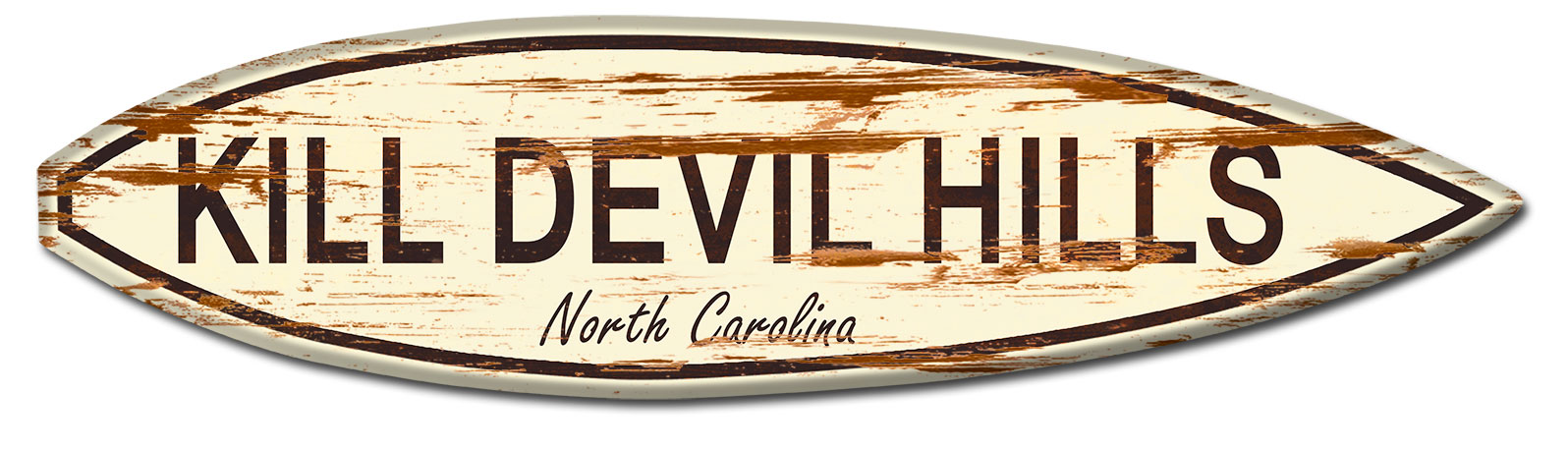 Kill Devil Hills Surf Board Wood Print Vintage Sign