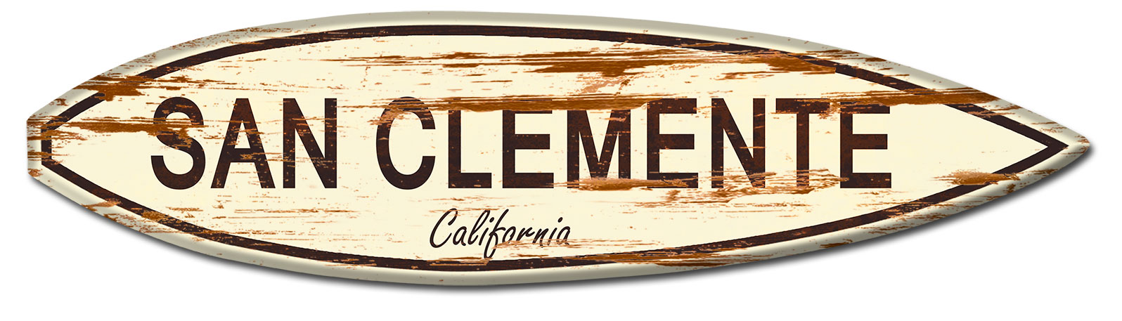 San Clemente Surf Board Wood Print Vintage Sign
