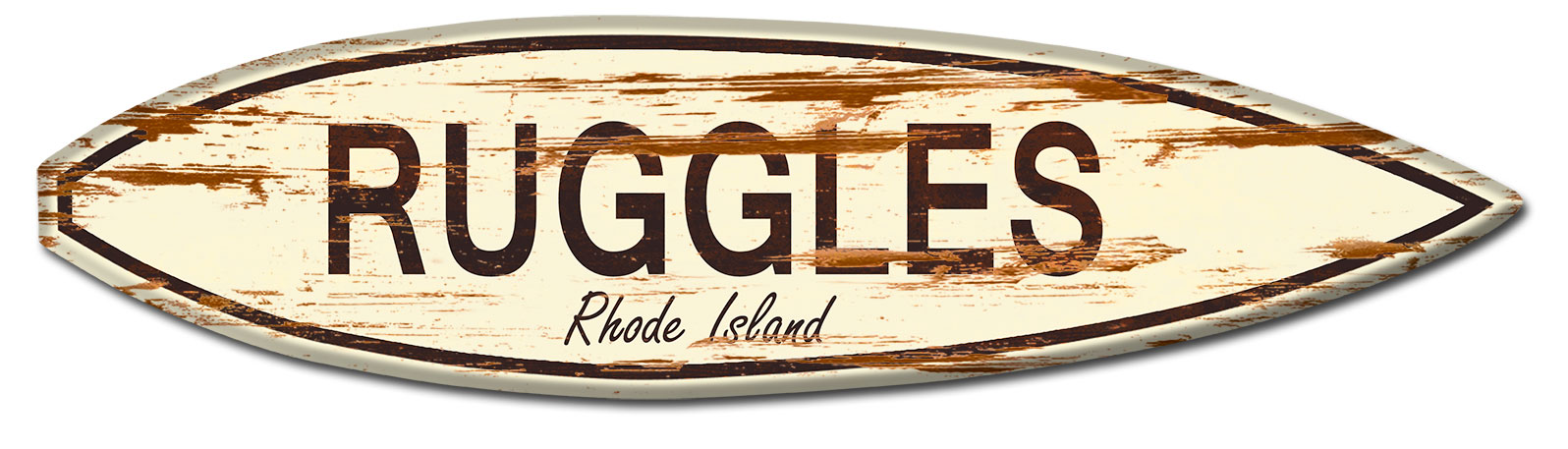 Ruggles Surf Board Wood Print Vintage Sign