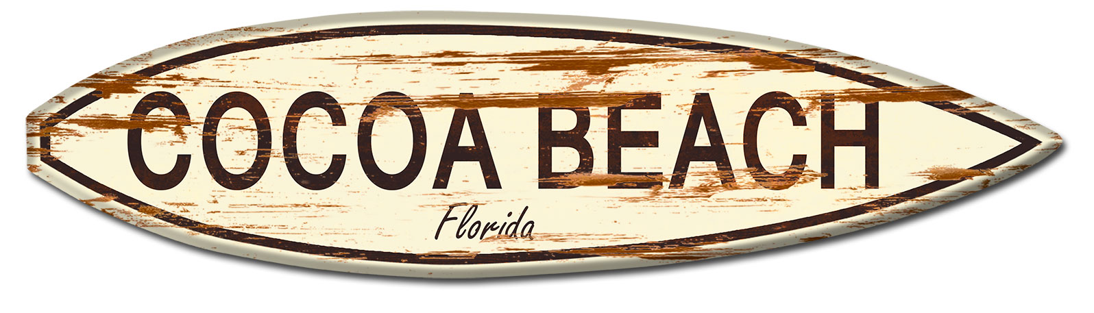 Cocoa Beach Surf Board Wood Print Vintage Sign