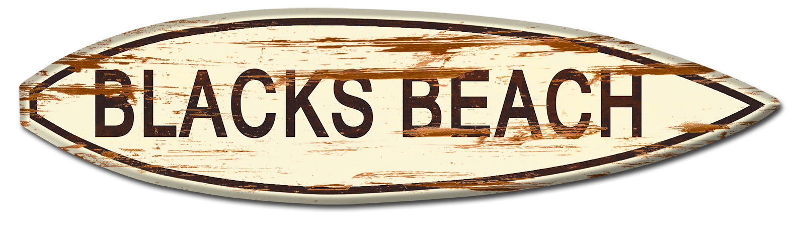 Blacks Beach Surf Board Wood Print Vintage Sign