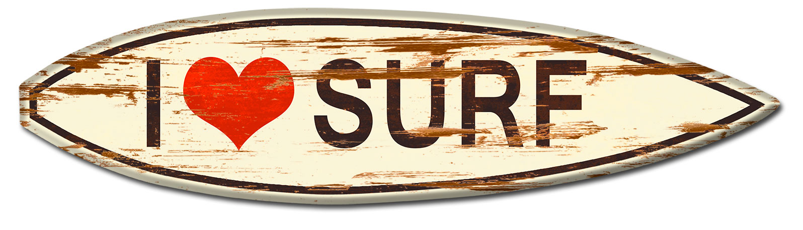 I Heart Surf Surf Board Wood Print Vintage Sign
